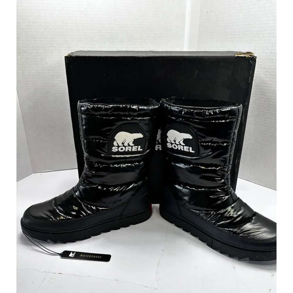 New Joan of Arctic Next Lite Mid Puffy‎ Black Waterproof Boots NL3927-010 Sz 7